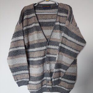 Vintage Peter Gribby England Striped Knit Cardigan Men's Size M